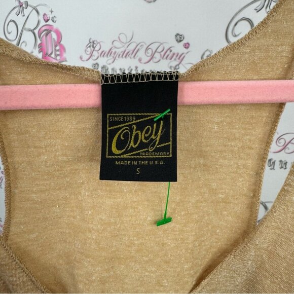 Obey tank top beige brown skull sugar skull day of dead skater oversized cute - Picture 5 of 6